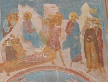 Дионисий (ок. 1450-1520). Исцеление расслабленного. Собор Рождества Богородицы. Ферапонтов Белозерский монастырь